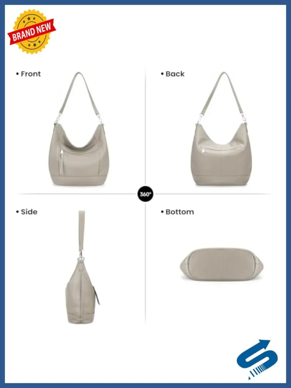 Genuine Leather Crossbody Hobo Purse for Women Soft Lightweight Handbags with 2